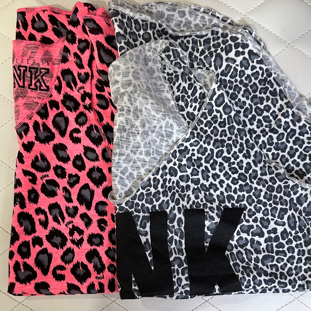 PINK Victoria's Secret Black and Gray Leopard Tanks